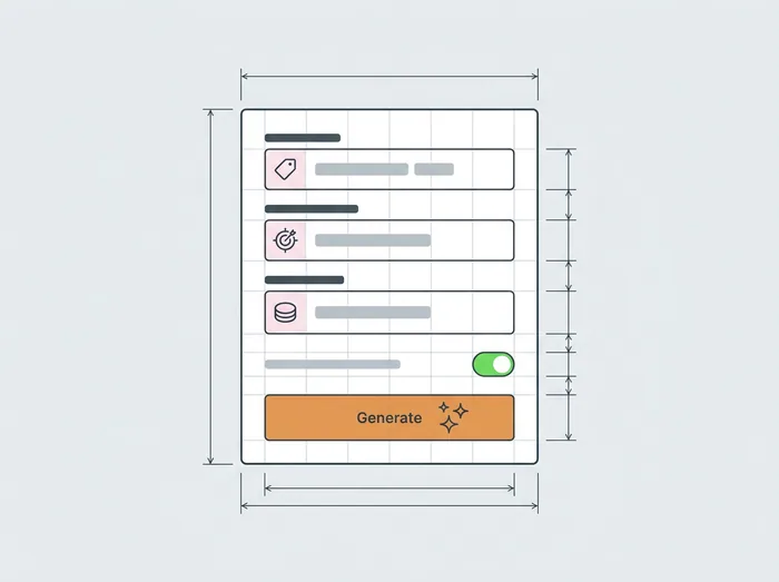 Brief input screen of an AI campaign builder with offer, goal and budget fields